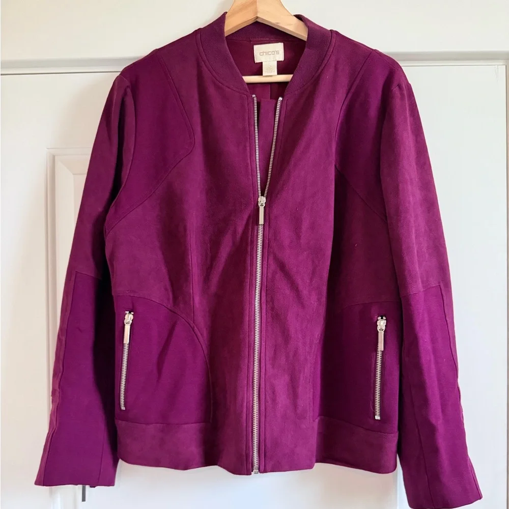 Chico's Vibrant Magenta Bomber Jacket - Picture 1 of 5